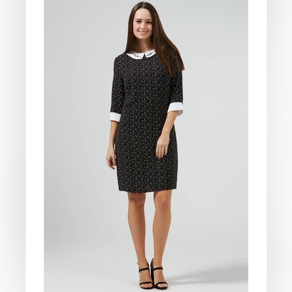 Sugarhill Boutique Make A Wish Mod 60s Tunic Midi Dress w/ Sleeves & Collar UK 8 - Picture 2 of 14
